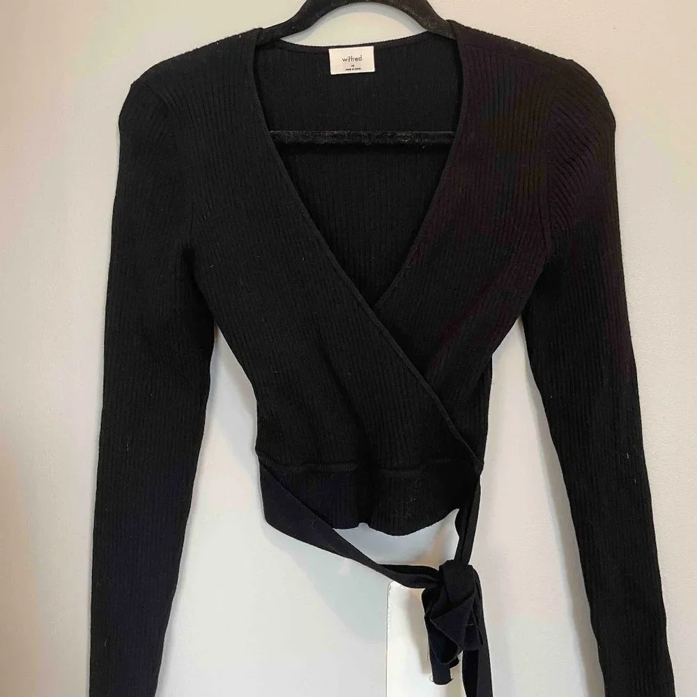 Aritzia Wilfred All Tied Up Longsleeve Sweater - Black - Size Medium - Picture 2 of 3